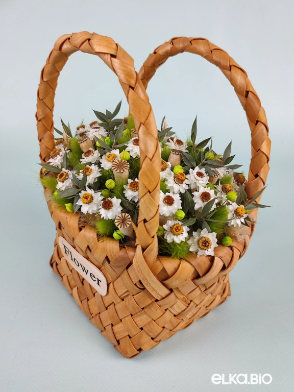 Корзина с лагурусом и цветами аммобиума Ю73-B104