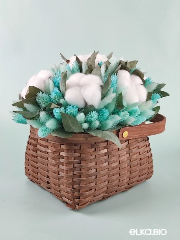 Композиция из хлопка и голубого лагуруса А140-B104