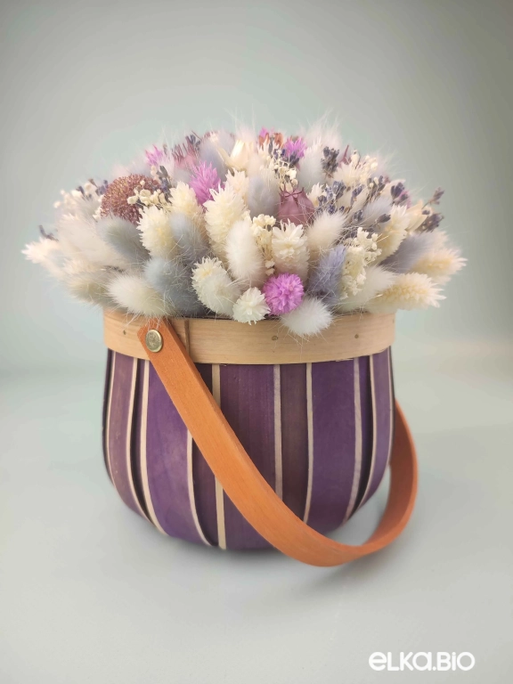 Фиолетовая корзина с сухоцветами и лавандой А165-B113