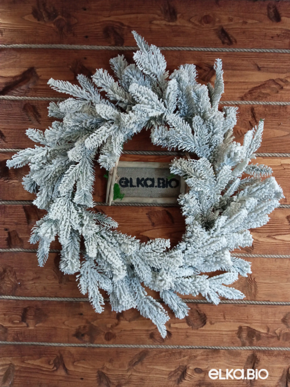 Новогодний венок Заснеженный 70 см-В523