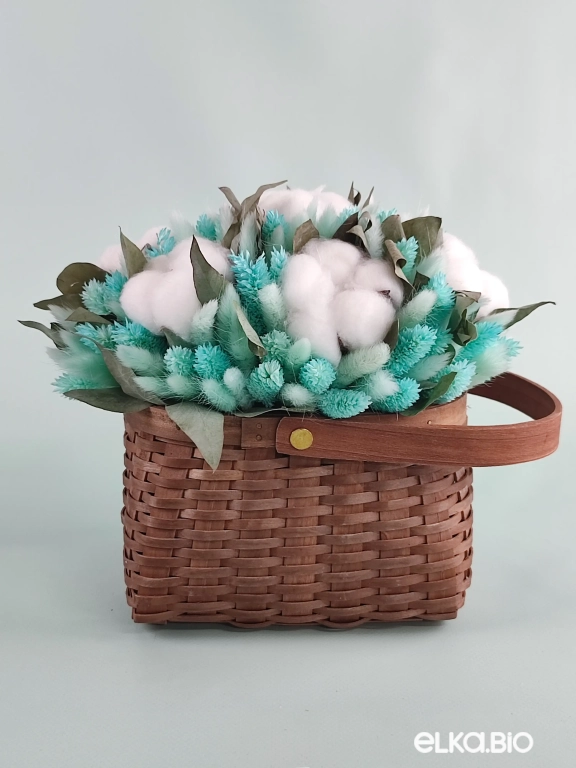 Композиция из хлопка и голубого лагуруса А140-B104