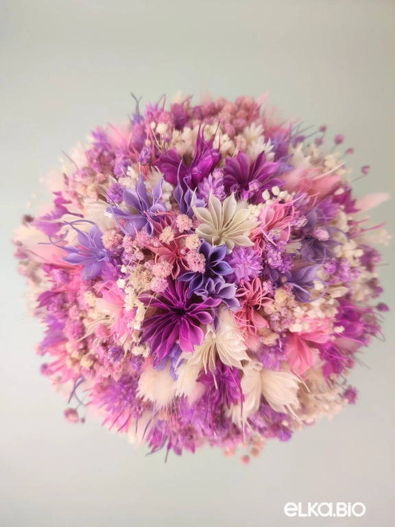 Сиреневая и белая гипсофила стабилизированная в букете с нигеллой Т213-B113 Сиреневая и белая гипсофила стабилизированная в букете с нигеллой Т213-B113