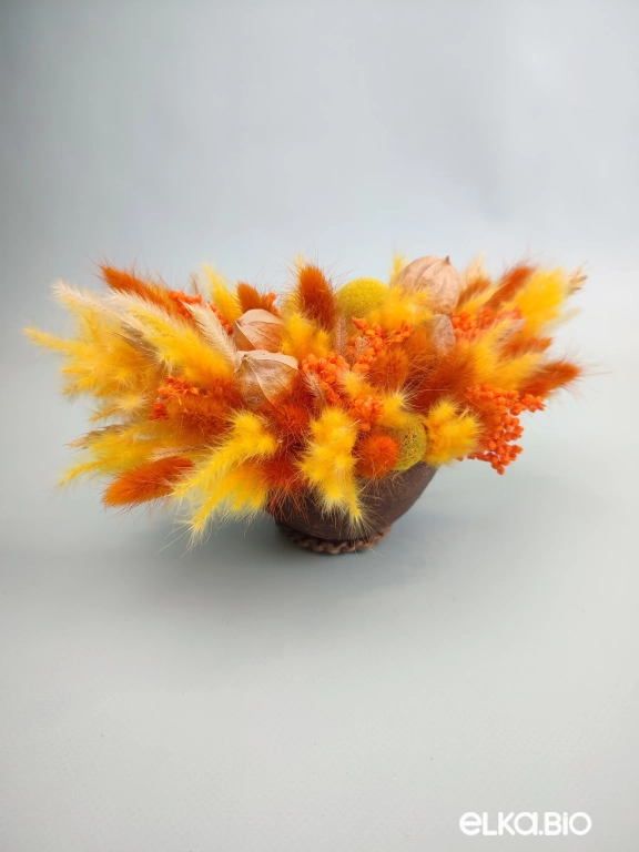 Оранжевая композиция из сухоцветов с физалисом  Б100-B114