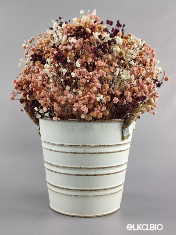 Букет цветов гипсофилы в ведерке Б49-B101