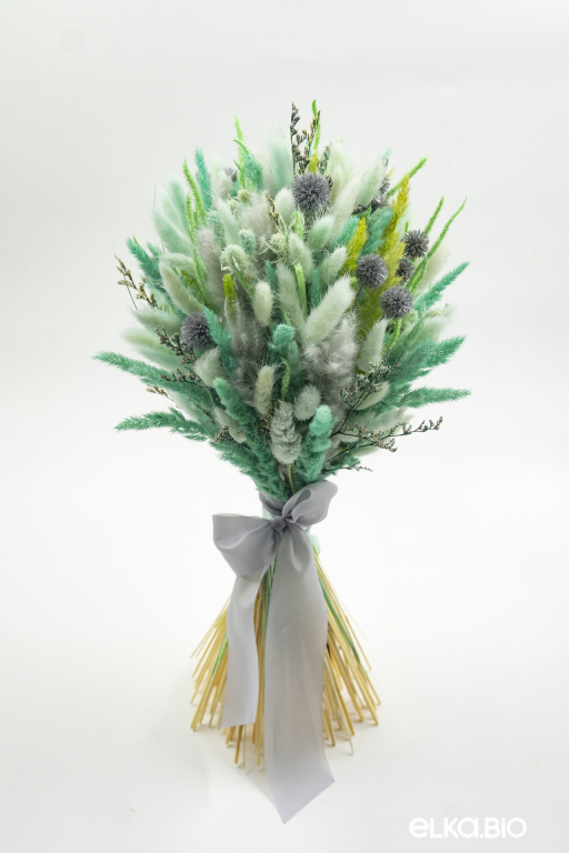 Бирюзовый букет с лагурусом и вейником Б178-B121
