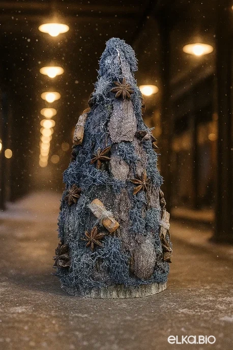 Настольная декоративная елочка из коры Дымчатая Т19-В3