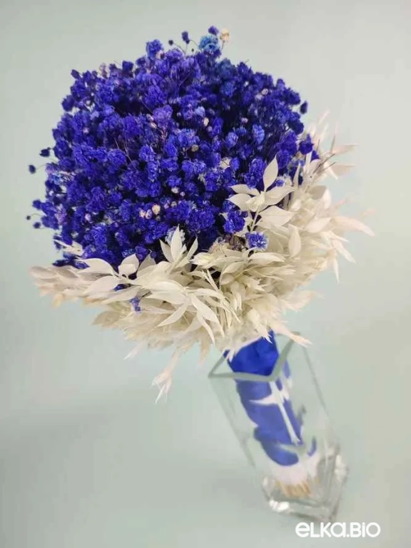 Cтабилизированный синий букет невесты из гипсофилы Б104-B116