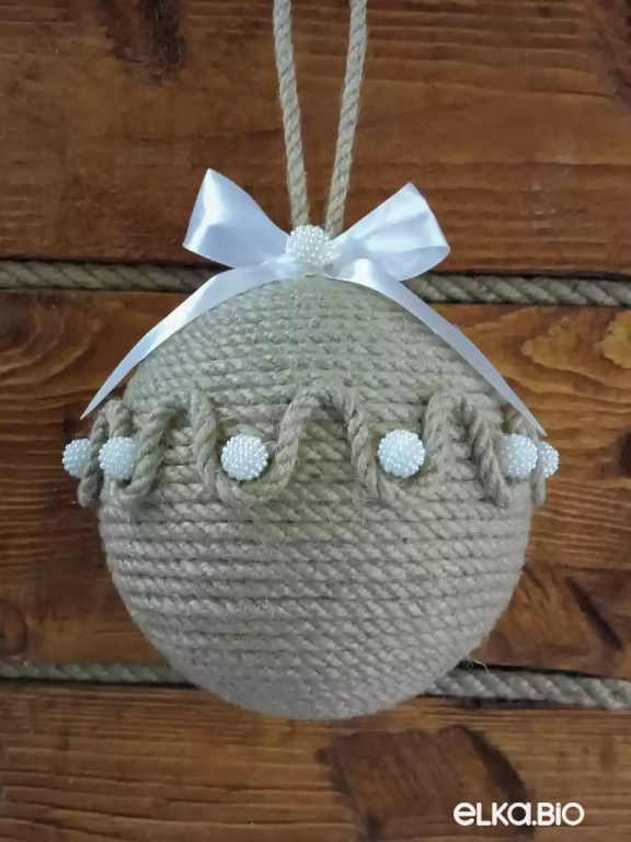 Декоративный шар из каната Снежинка П63-В42
