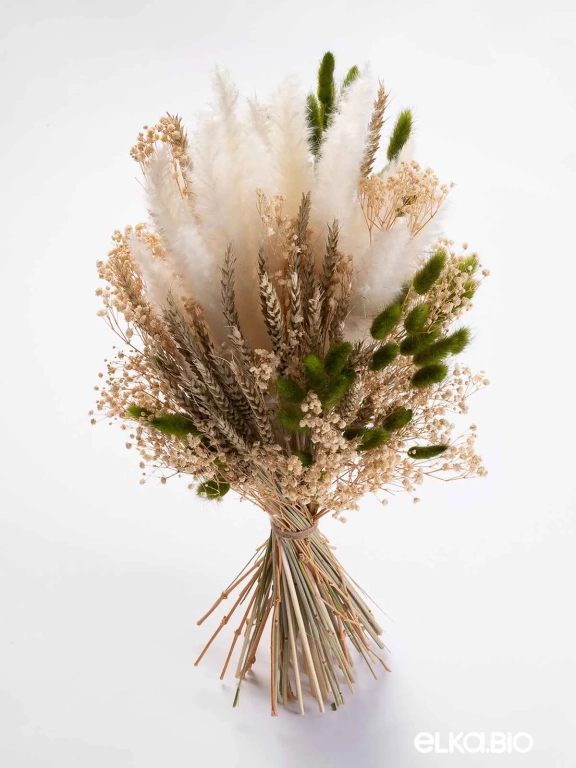 Сухоцветы для декора, гипсофила, пшеница, пампасная трава мини, лагурус. Набор М096