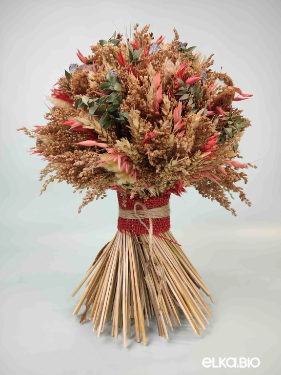 Большой букет из сухоцветов с пшеницей и овсом Б116-B112