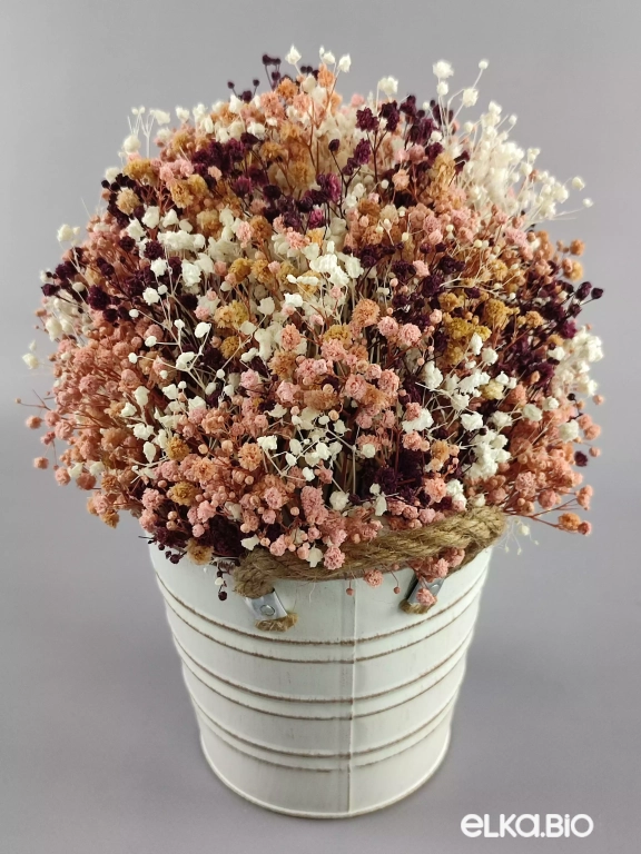 Букет цветов гипсофилы в ведерке Б49-B101