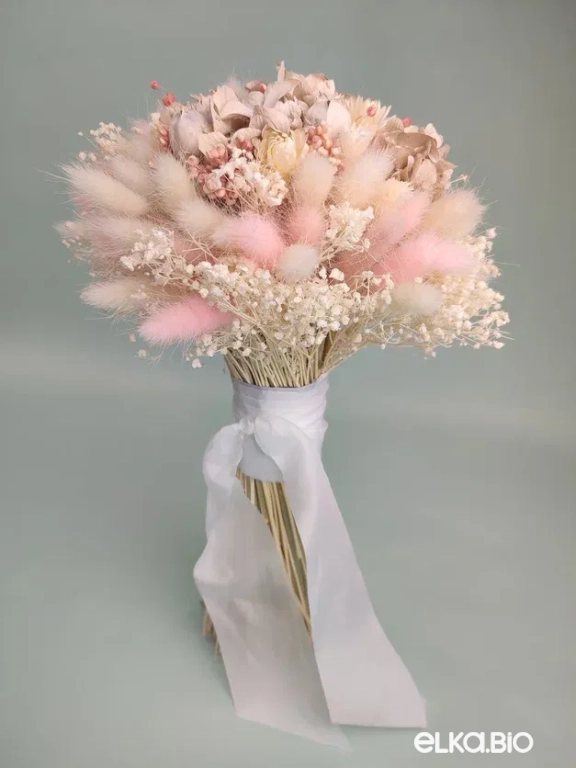 Букет из сухой гортензии и гипсофилы А177-B116