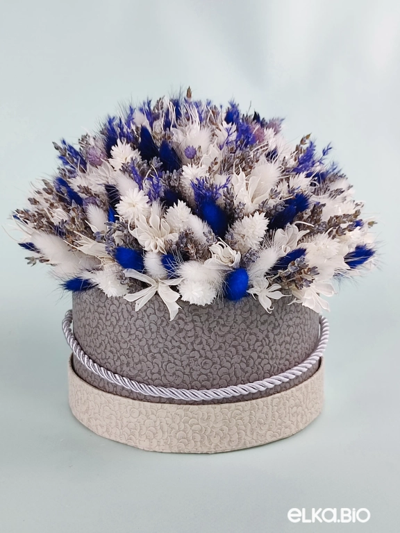 Шляпная коробка с лавандином и лагурусом Т155-B102
