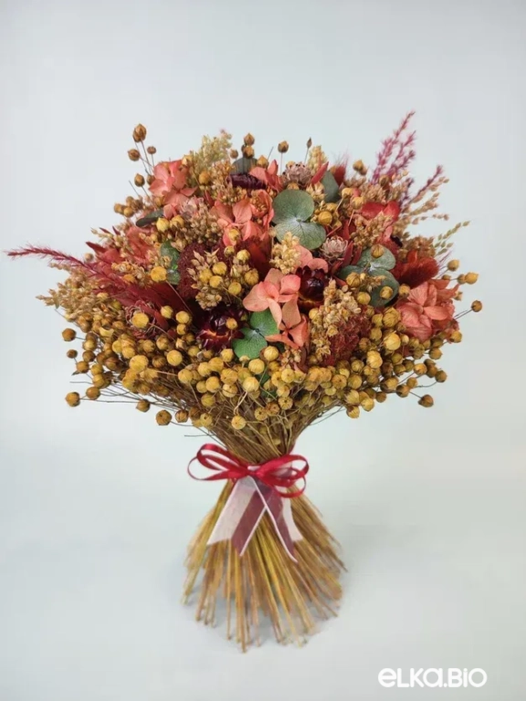 Cтабилизированный осенний букет с эвкалиптом и гортензией А200-B112