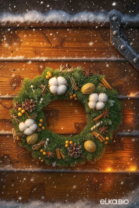 Новогодний венок из хвои Солнечный зайчик П23-В17