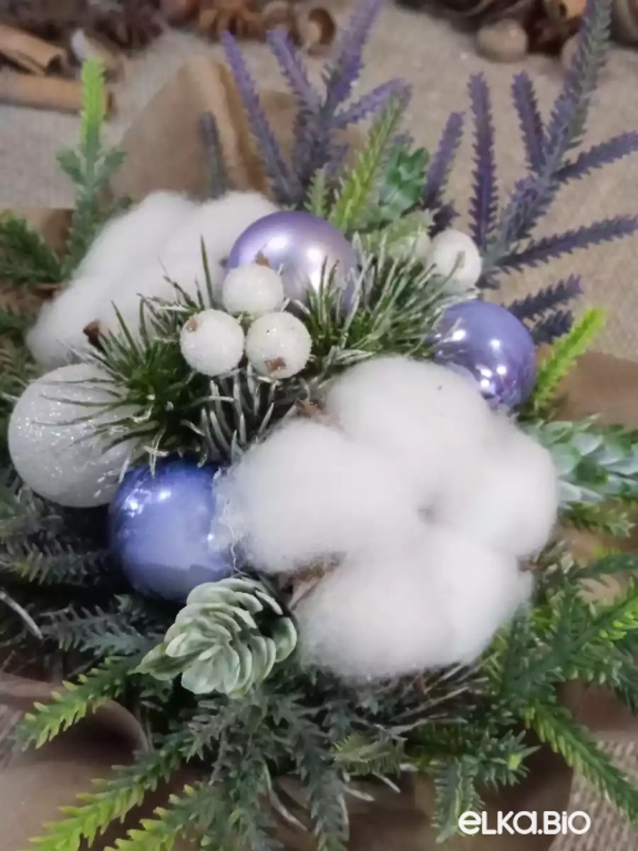 Декоративная композиция с цветками хлопка Зимнее наслаждение А31-В38