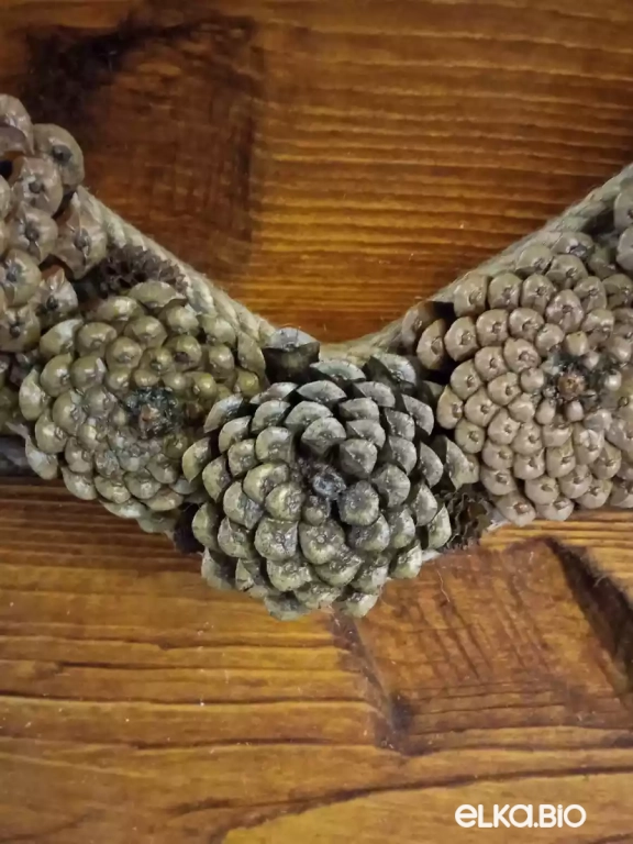 Подвесная композиция из шишек и мха Большое сердце Т82-В42