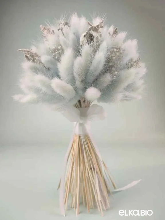 Нежный голубой букет невесты с лагурусом А173-B112