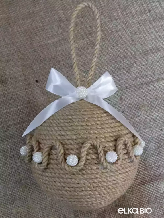 Декоративный шар из каната Снежинка П63-В42