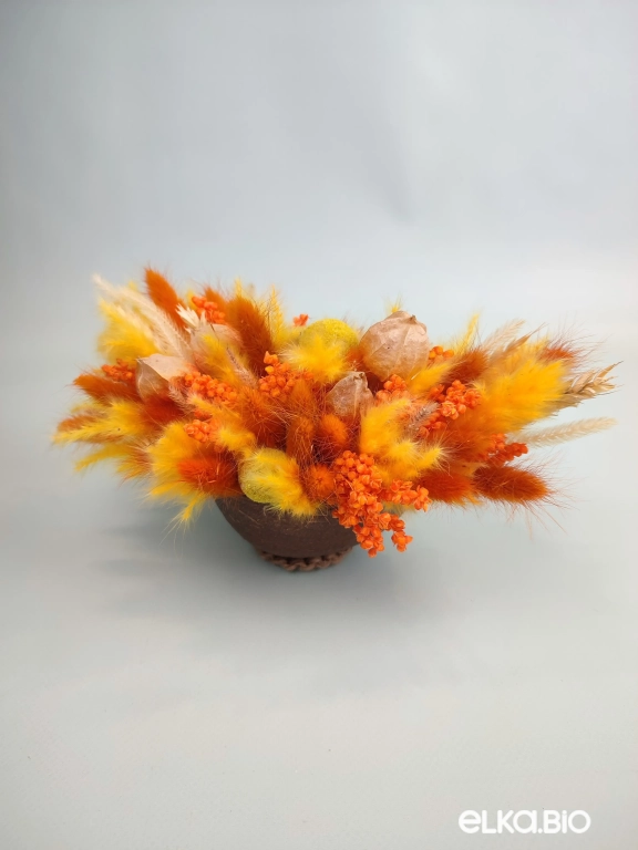 Оранжевая композиция из сухоцветов с физалисом  Б100-B114