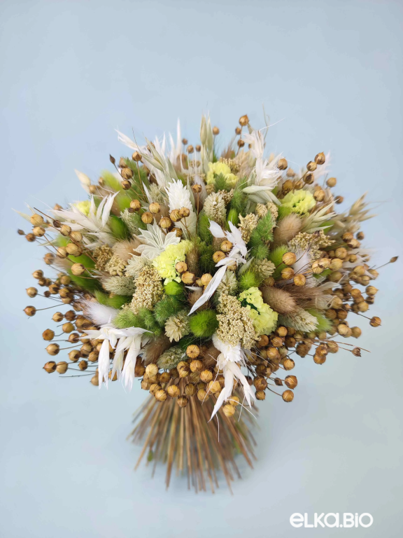 Букет из льна и зеленых сухоцветов А201-B112
