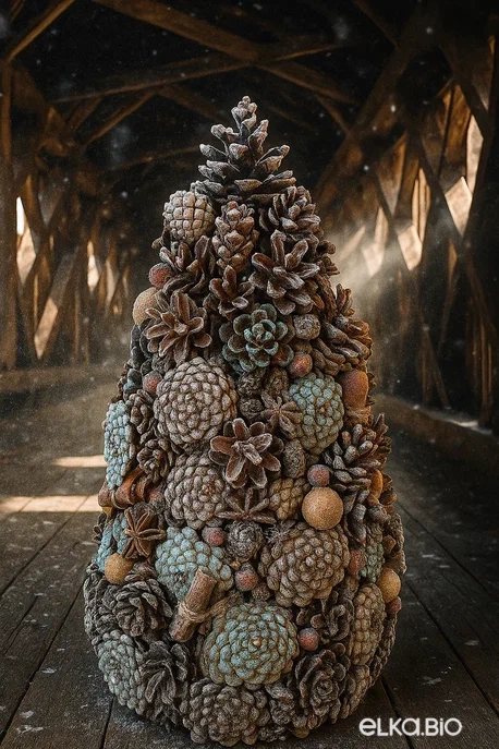 Настольная новогодняя елка из шишек Изысканная Т14-В12