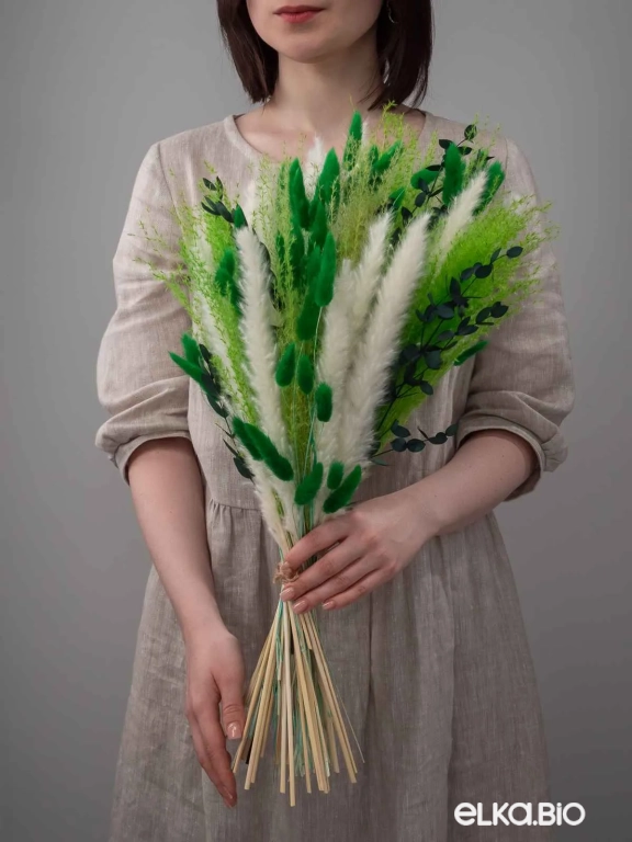 Сухоцветы эвкалипта, пампасной травы, мискантуса и лагуруса для декора. Набор М070