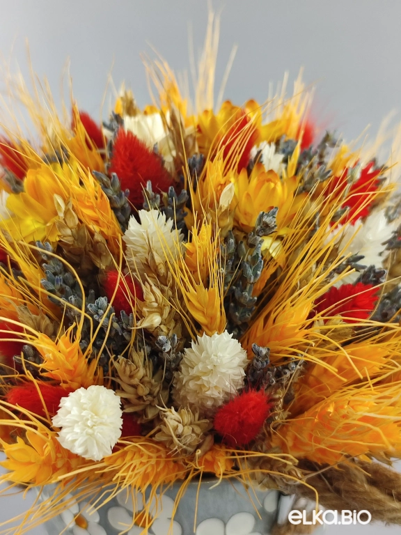 Композиция из жёлтых сухоцветов в ведёрке Т126-B101 Композиция из жёлтых сухоцветов в ведёрке Т126-B101