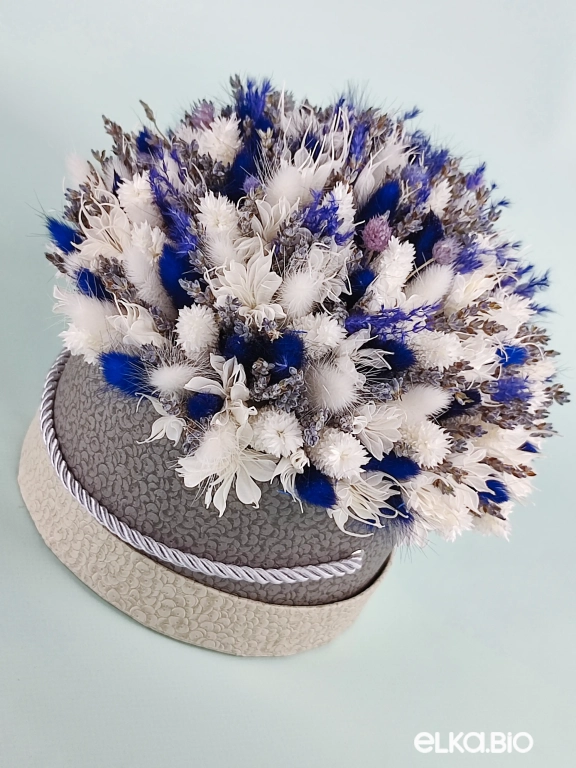 Шляпная коробка с лавандином и лагурусом Т155-B102