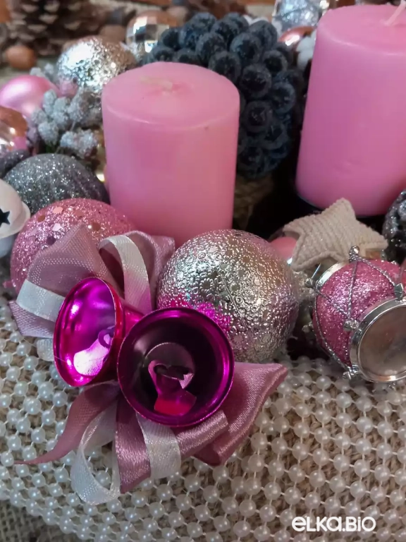 Декоративная композиция со свечами Светло-розовый нуар Б24-В47