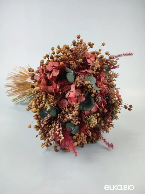 Cтабилизированный осенний букет с эвкалиптом и гортензией А200-B112