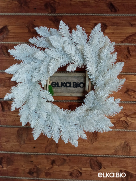 Венок рождественский Белый 50 см-В529