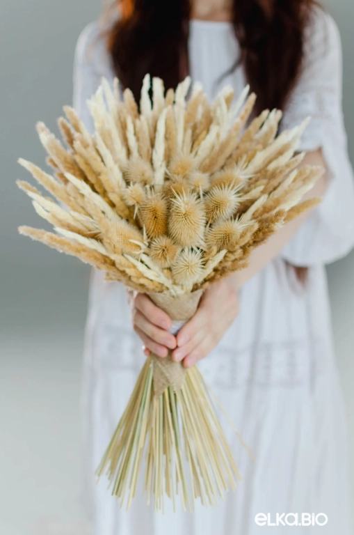 Бежевый букет из вейника и ворсянки Т215-B111