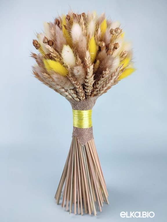 Маленький букет из лагуруса, пшеницы и льна Т161-B103