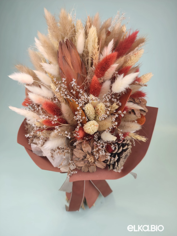 Осенний букет с протеей и лагурусом Б112-B114