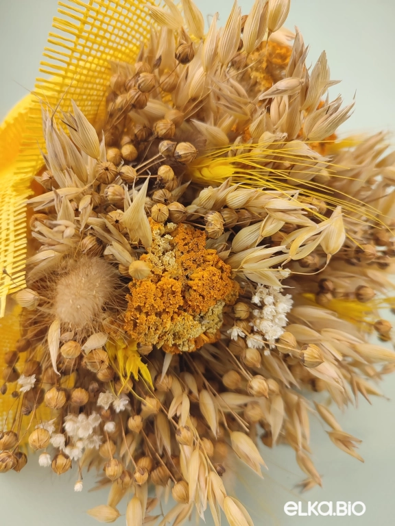 Солнечный букет из сухоцветов овса и лагуруса Б133-B115