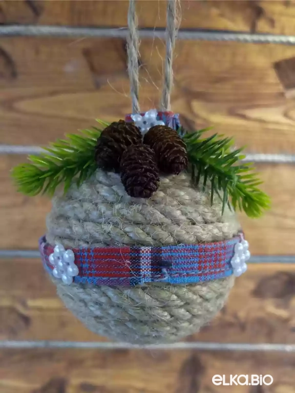 Декоративный шар из джутового каната Шотландский Т50-В20