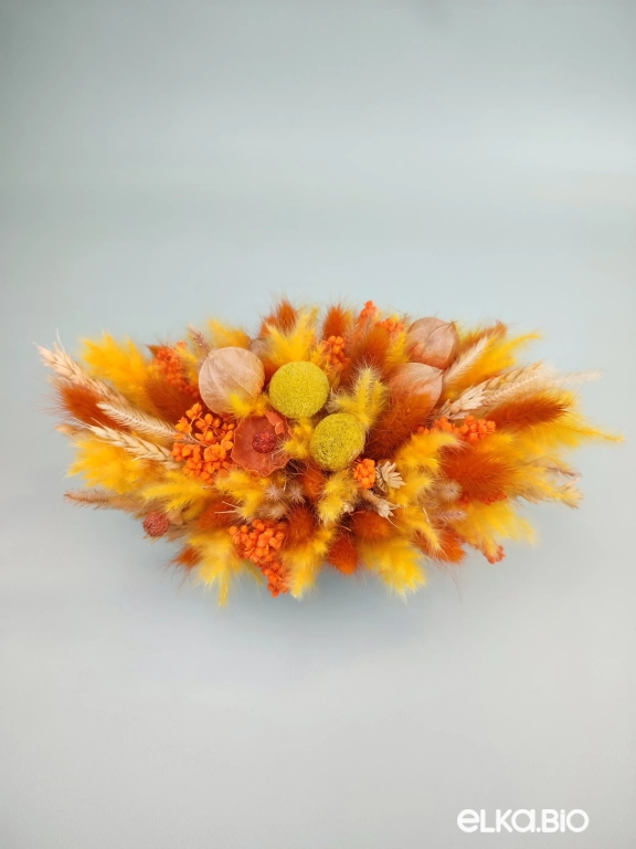 Оранжевая композиция из сухоцветов с физалисом  Б100-B114