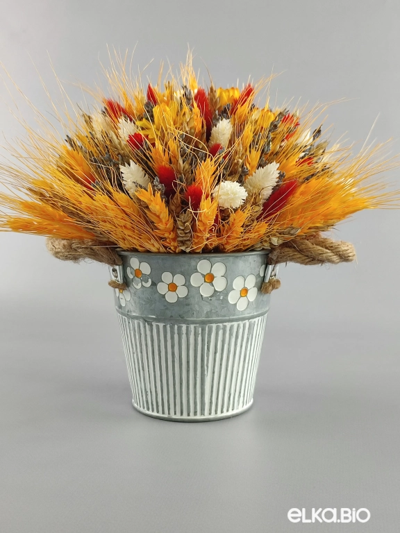 Композиция из жёлтых сухоцветов в ведёрке Т126-B101 Композиция из жёлтых сухоцветов в ведёрке Т126-B101
