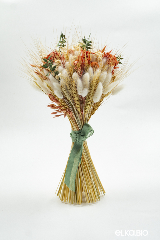 Стабилизированный букет из лагуруса, пшеницы и гортензии Ю78-B109