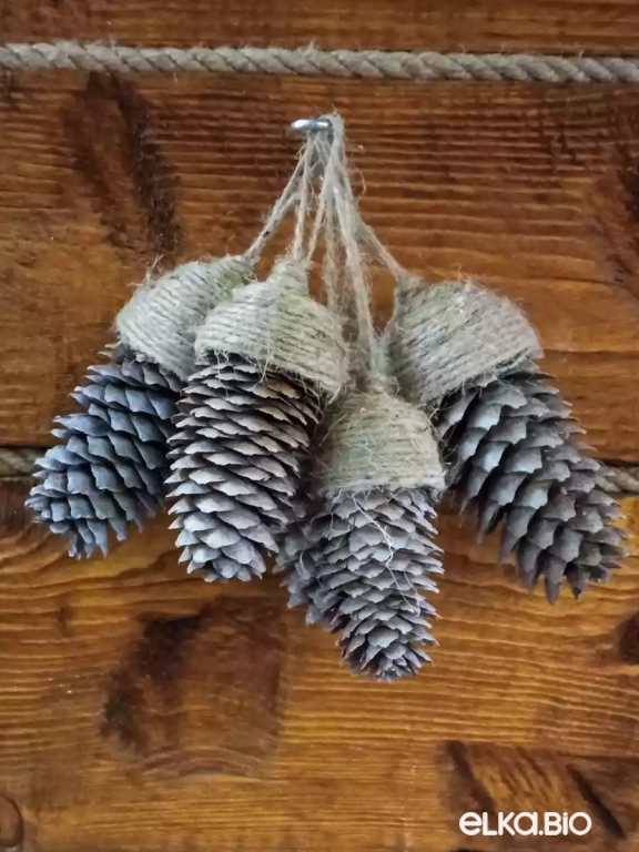 Декоративный набор из еловых шишек (5шт) Белый ангел А54-В41