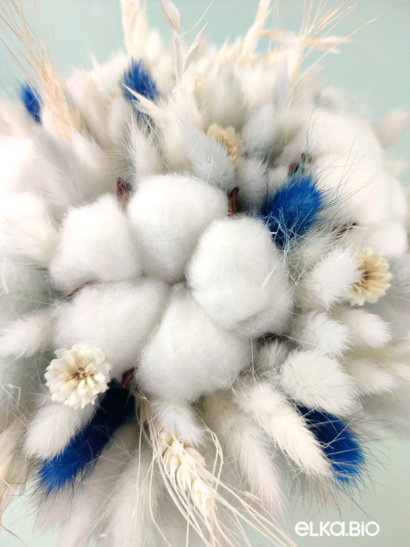 Букет из хлопка и голубого лагуруса А203-B113