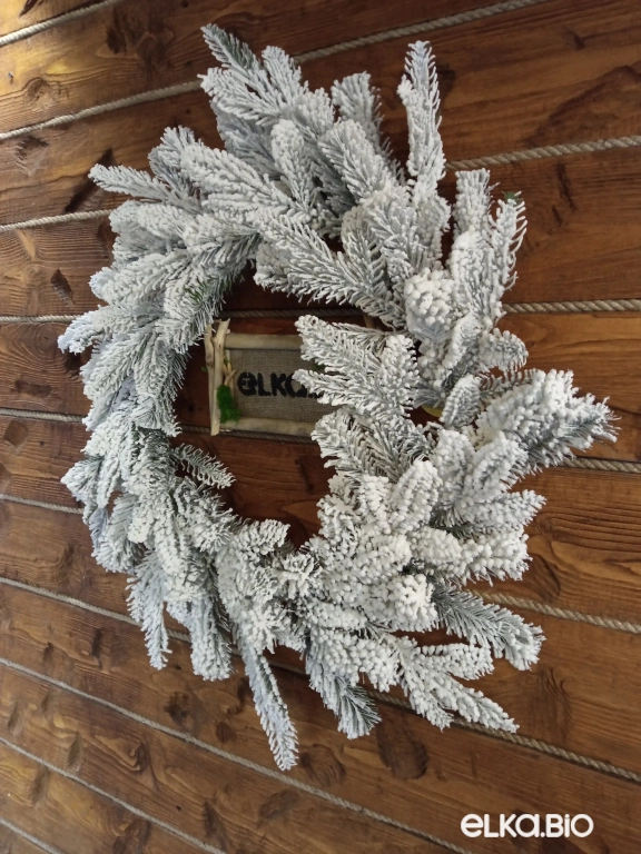 Новогодний венок Заснеженный 70 см-В523
