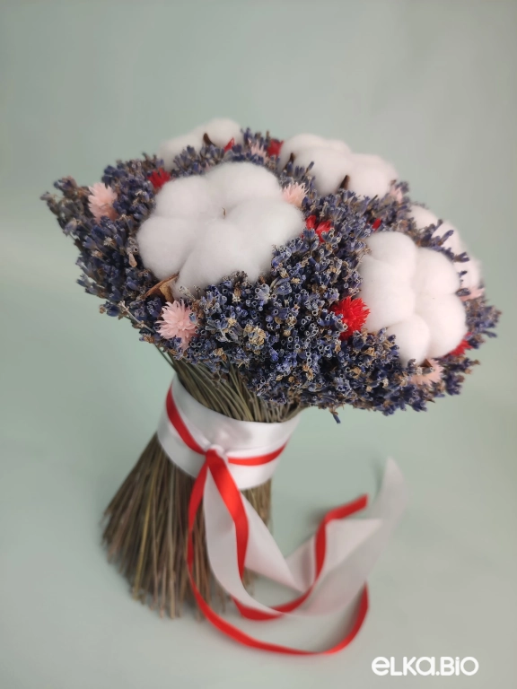 Букет из лаванды и хлопка А182-B116