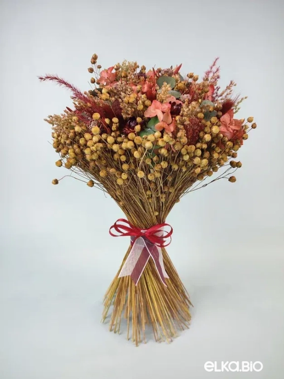 Cтабилизированный осенний букет с эвкалиптом и гортензией А200-B112