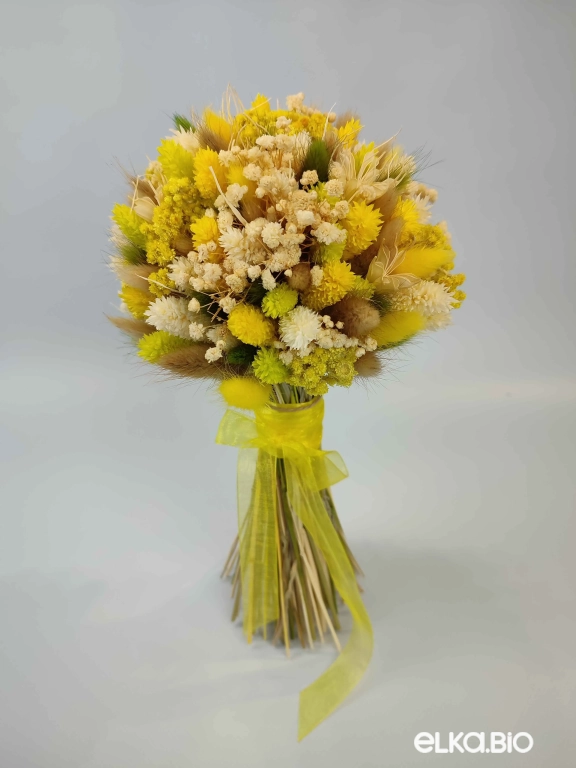 Cтабилизированный желтый букет из сухоцветов с нигеллой А187-B111