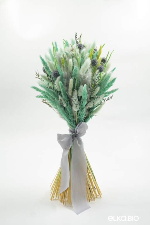 Бирюзовый букет с лагурусом и вейником Б178-B121