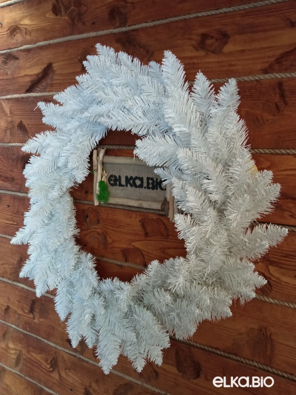 Венок рождественский Белый 70 см-В529