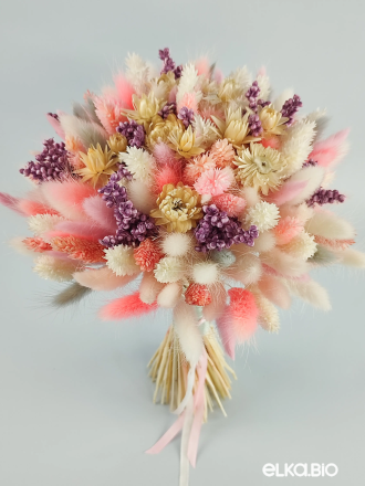 Букет цветов из розовых сухоцветов А129-B103-Н